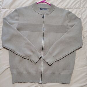 Men's Beige Zip-Up Sweater